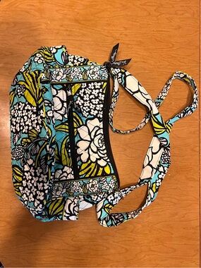 Vera Bradley Aqua Multi Floral Crossbody with Lime Accents